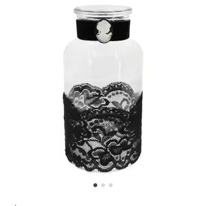 🛍️3/$25 SALE🛍️ 6" Black Lace Tabletop Glass Bottle by Ashland